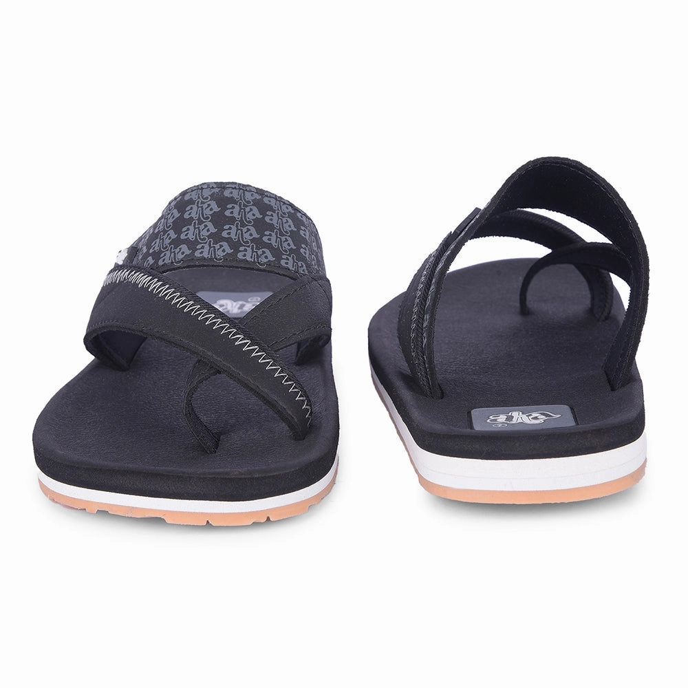 Rubber Flip Flops A-HA Casual Black Flip Flop For Men ANCO-02 By Liberty