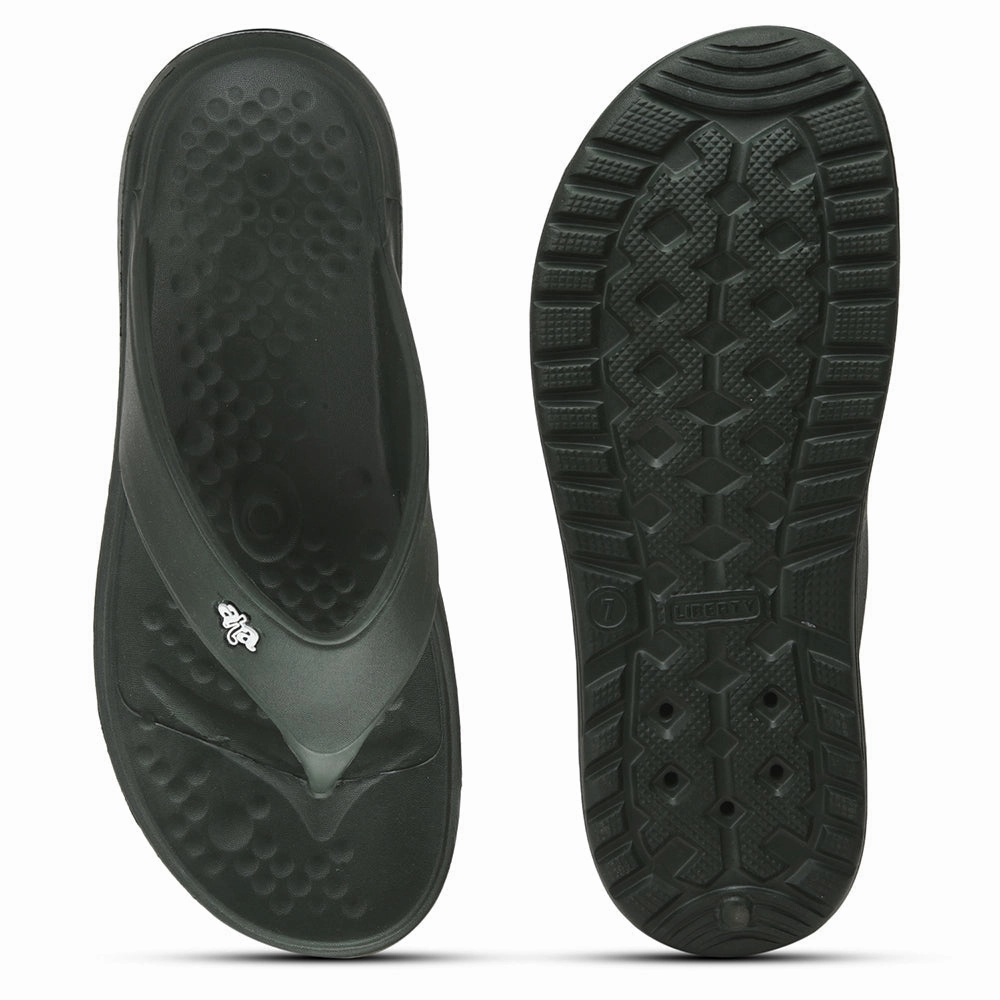 A-HA Casual Olive Green Flip Flop For Men BEACHTIME By Liberty Chunky Platform Flip Flops