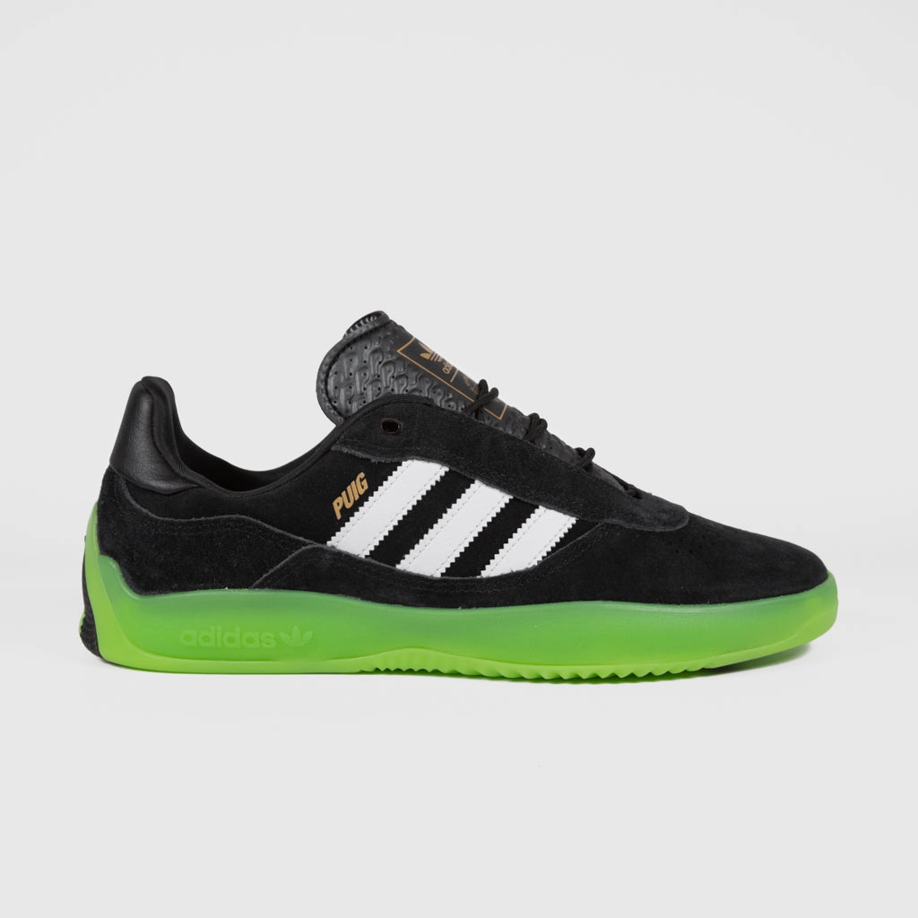 Adidas Skateboarding - Puig Shoes - Core Black / Footwear White / Semi Solar Green Adidas Campus 00s Skate Shoes