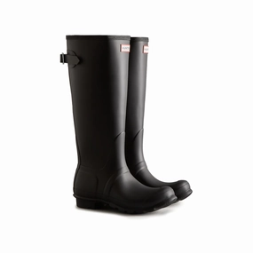 Hunter Women's Original Back Adjustable Tall Rain Boots - Black Rubber Shoes Waterproof