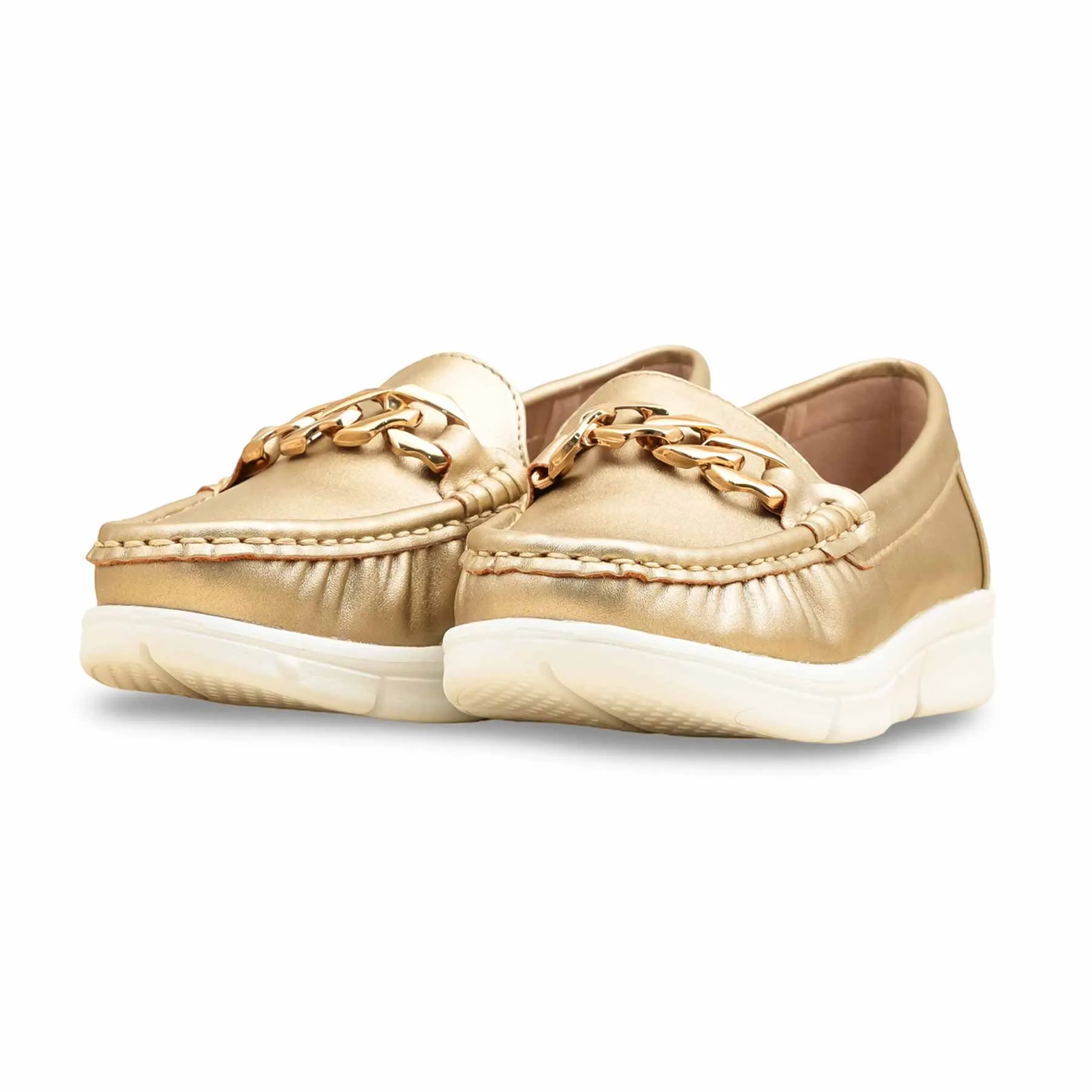 Polka Dot Flat Shoes Golden Women Pumps WN4545