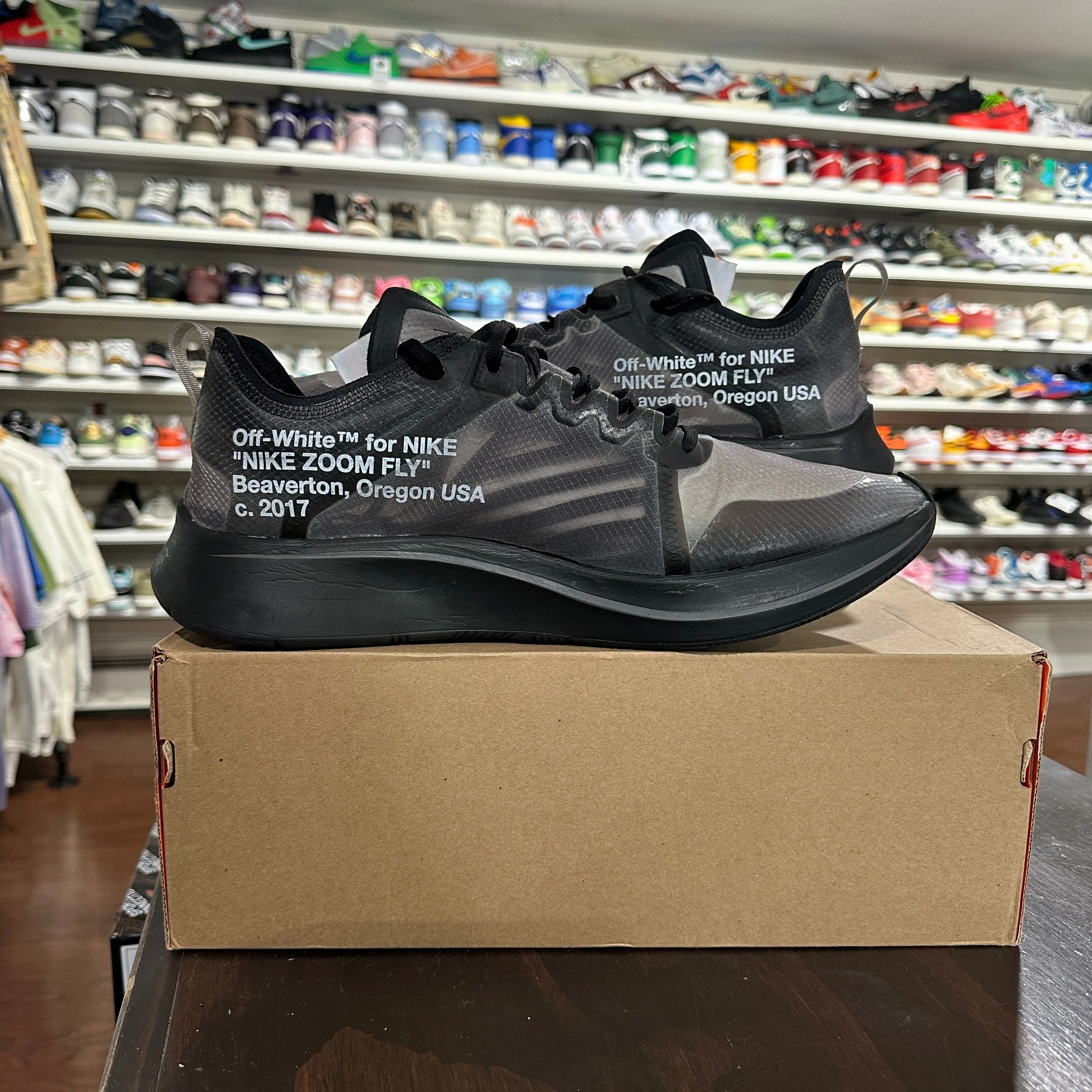 *USED* Nike Off-White Zoom Fly Black Silver (SIZE 14) Asics Ultra Running Shoes