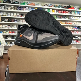 *USED* Nike Off-White Zoom Fly Black Silver (SIZE 14) Youth Asics Shoes