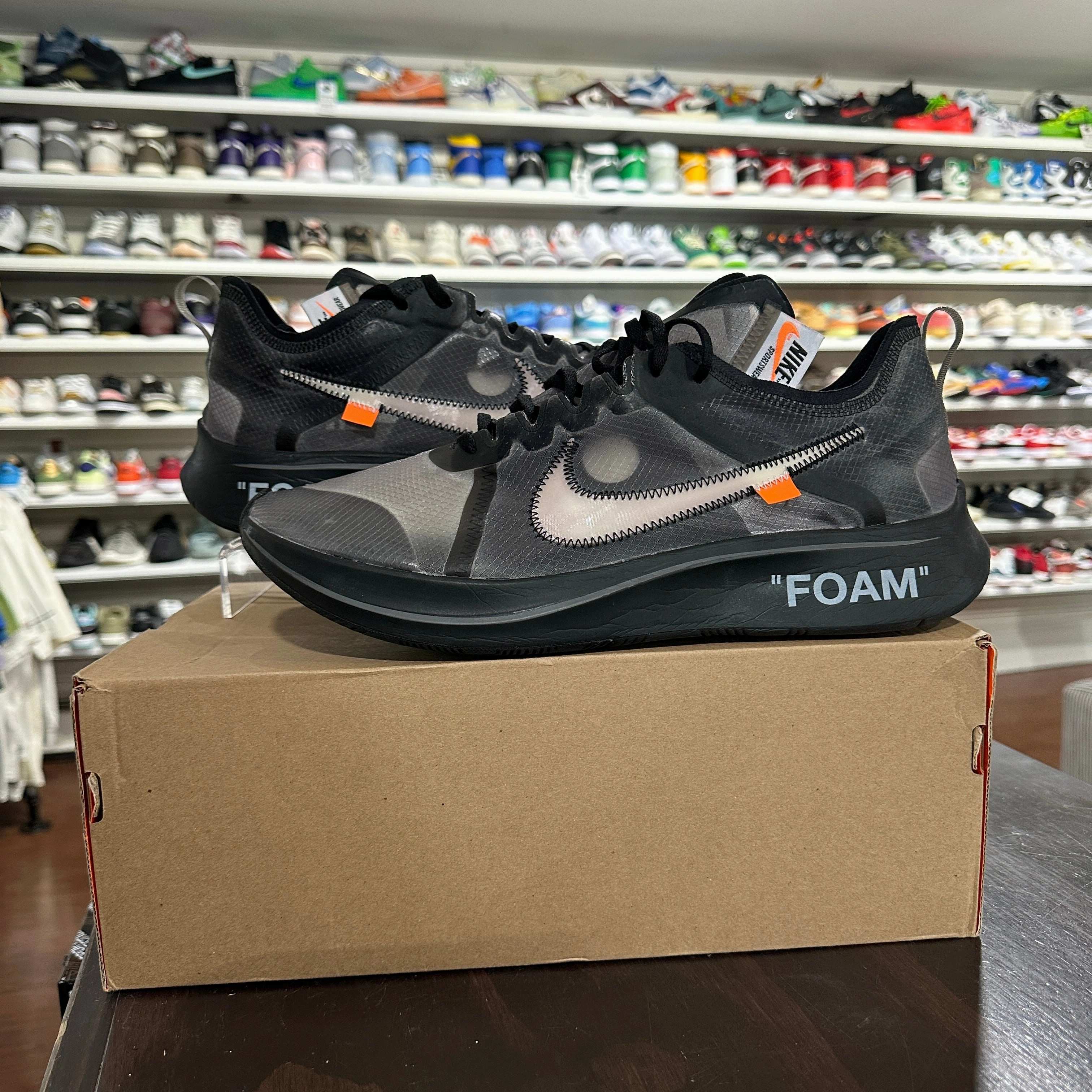 Best Asics Long Run Shoe *USED* Nike Off-White Zoom Fly Black Silver (SIZE 14)