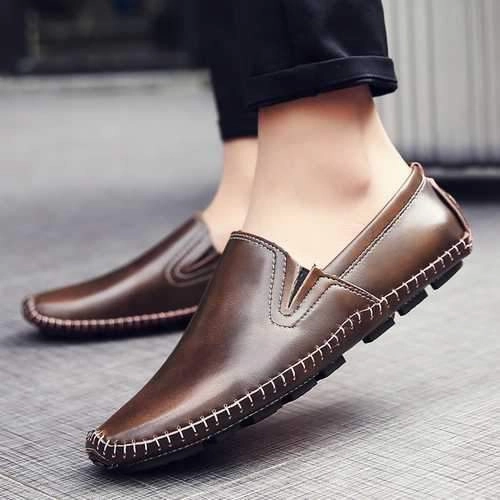 Running Shoe For Flat Feet Men Casual Comfy Genuine Leather Slip On Flat Loafers