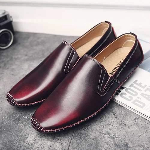 Men Casual Comfy Genuine Leather Slip On Flat Loafers Sexy Shoes Flats