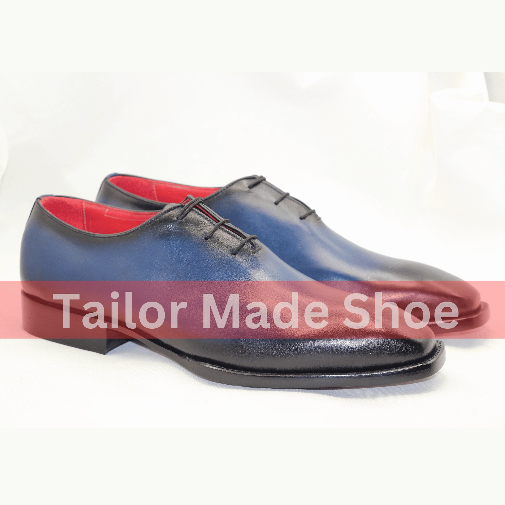 Black Lace-up Boots Artisan-Crafted Blue Leather Shoes  The Epitome of Sophistication Handcrafted Premium Blue Leather Shoes with Black Finish  Modern Elegance