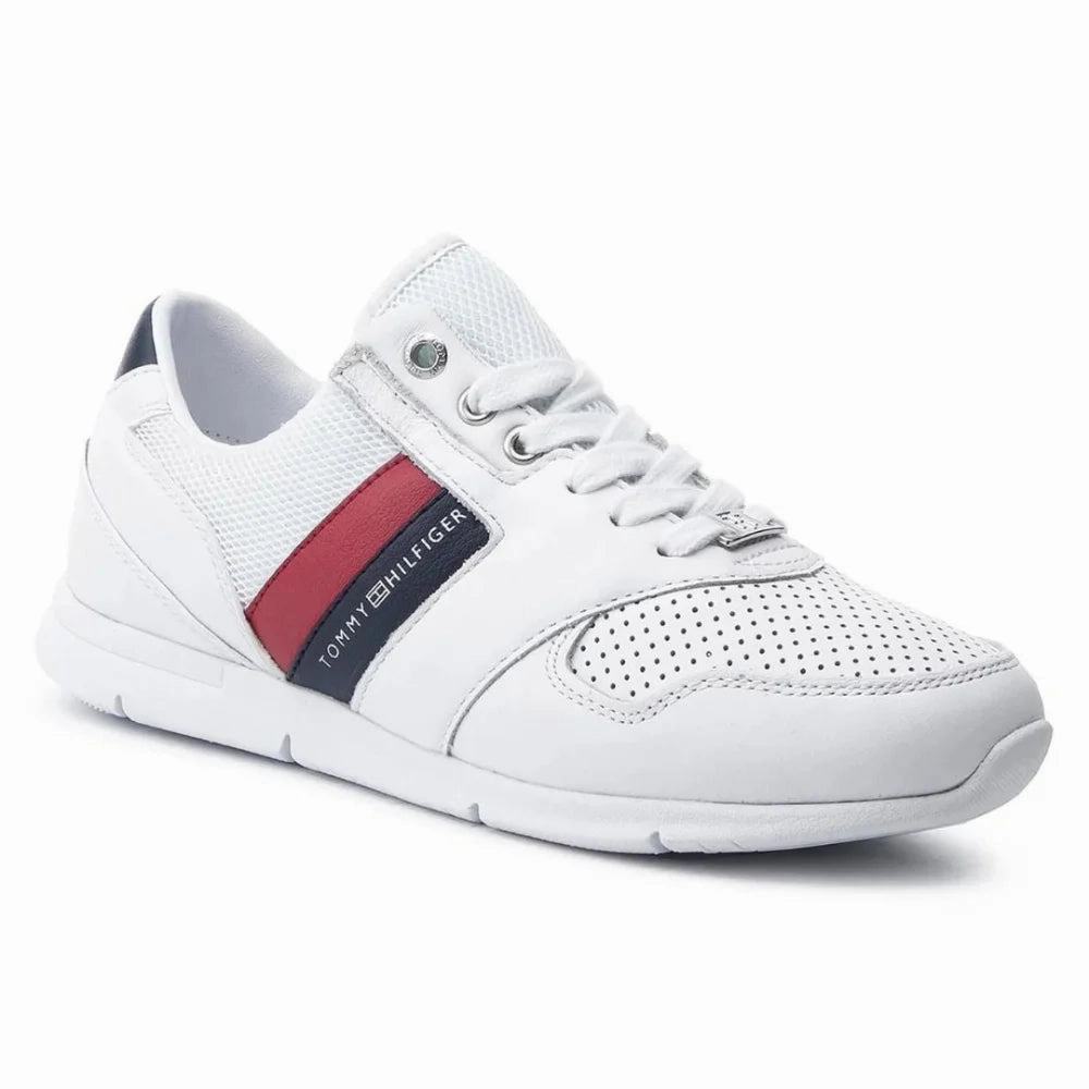 Best Shoes Running Treadmill Tommy Hilfiger Lightweight Leather  Sneakers FW0FW04261-WHT