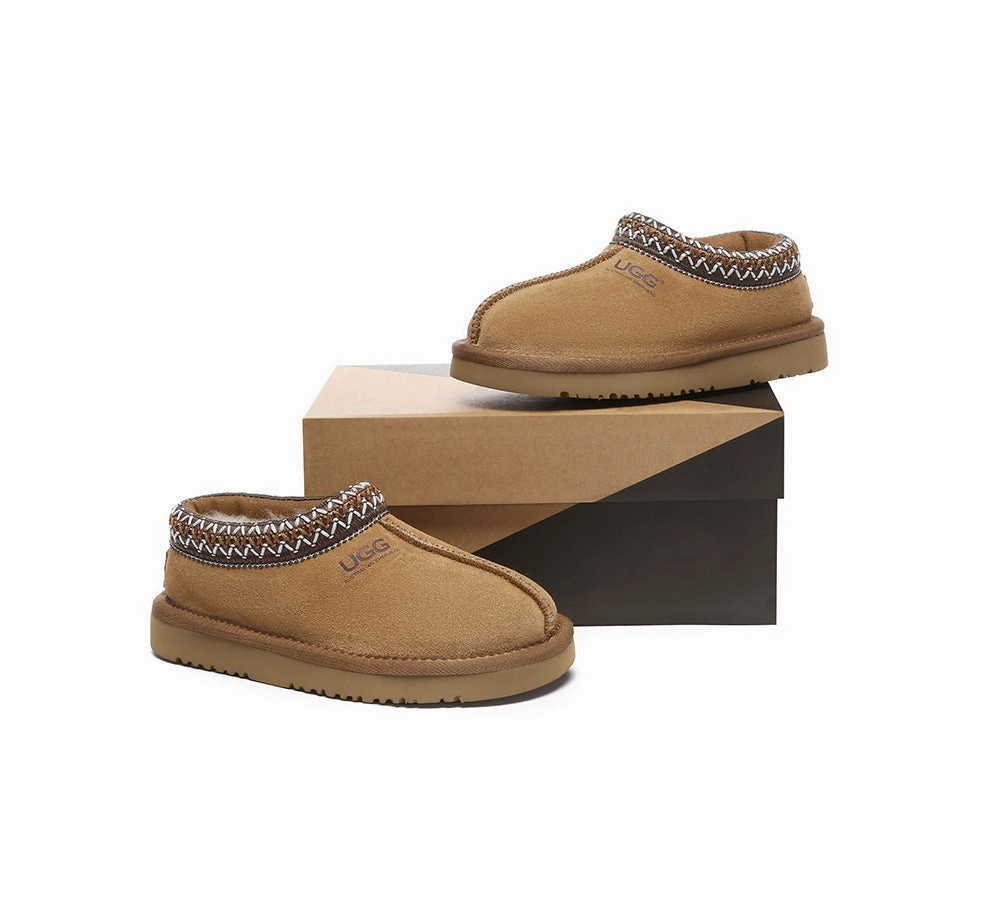 AUSTRALIAN SHEPHERD UGG Slippers Kids Sheepskin Wool Ankle Tazzy Hippie Slippers With Detachable Soles