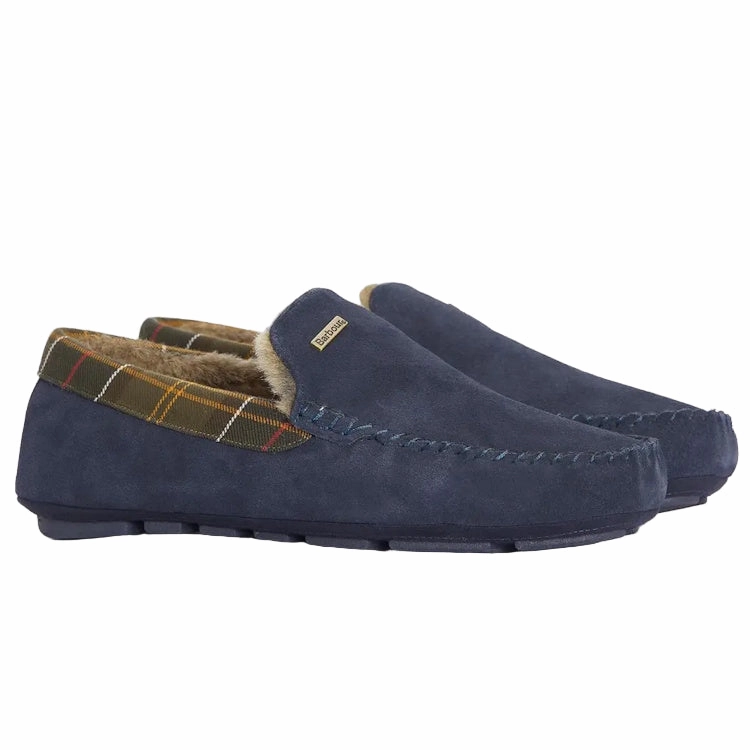 Barbour Monty Slippers - Navy Suede Slippers Terry Cloth