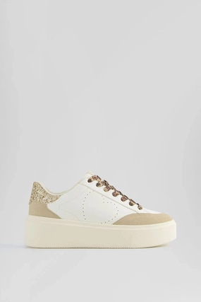 Bershka Women's Patterned And Glitter Detailed Sneakers Ac Sneakers