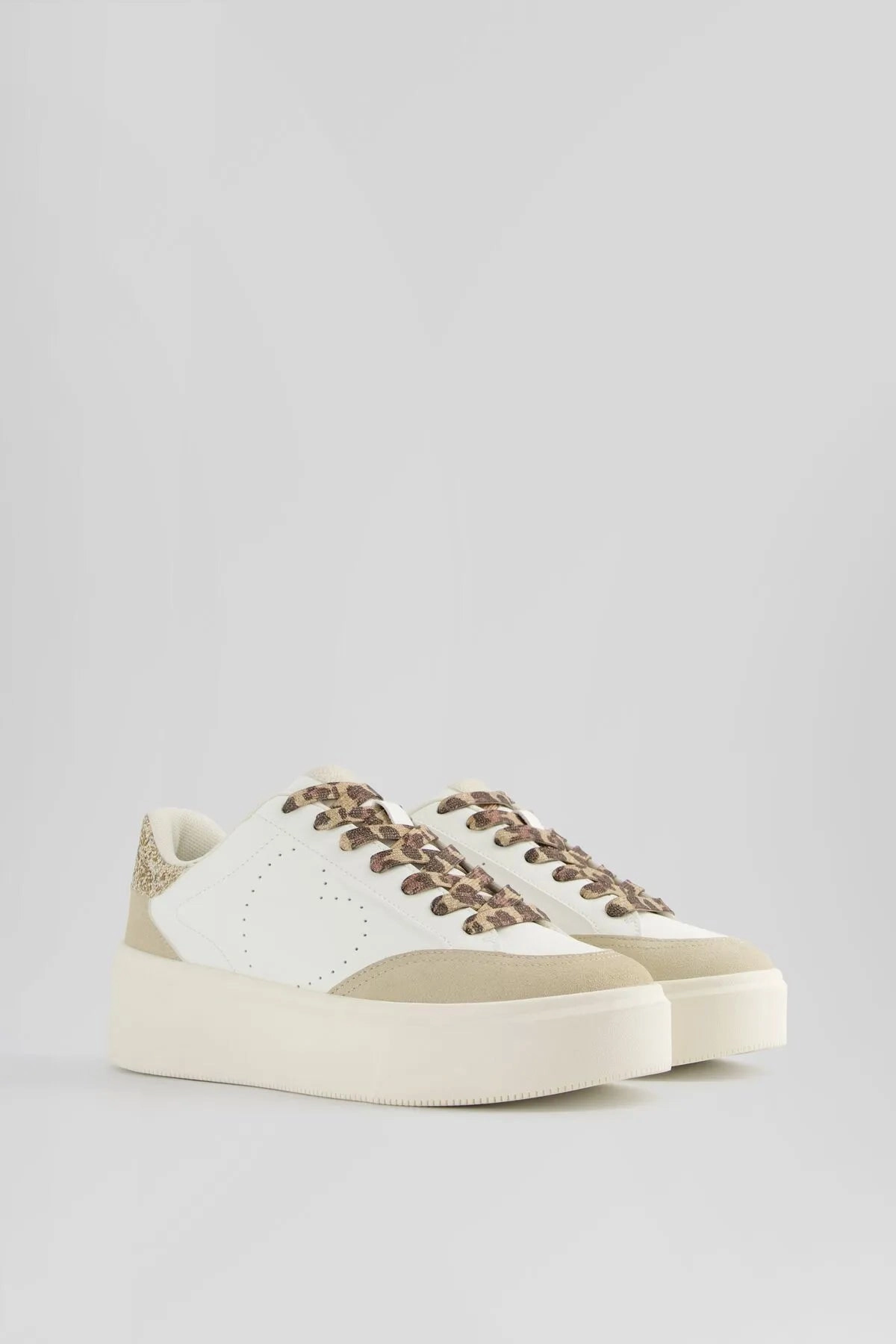 Bershka Women's Patterned And Glitter Detailed Sneakers Best Wide Sneakers