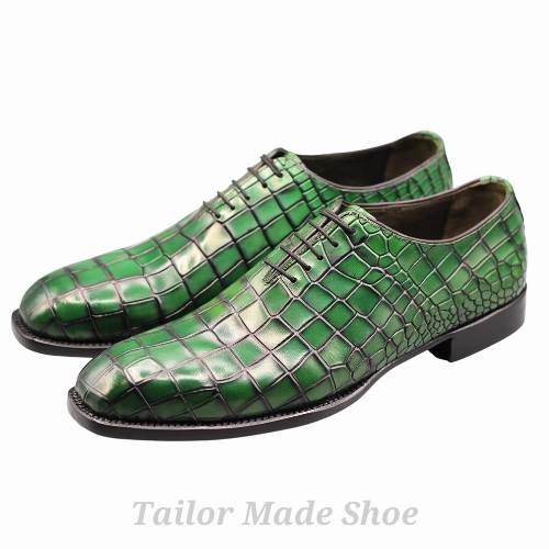Jcpenney Ankle Boots Bespoke Handmade Made to Measure Genuine Crocodile Print Green Leather Laceup Oxford Mens Shoes