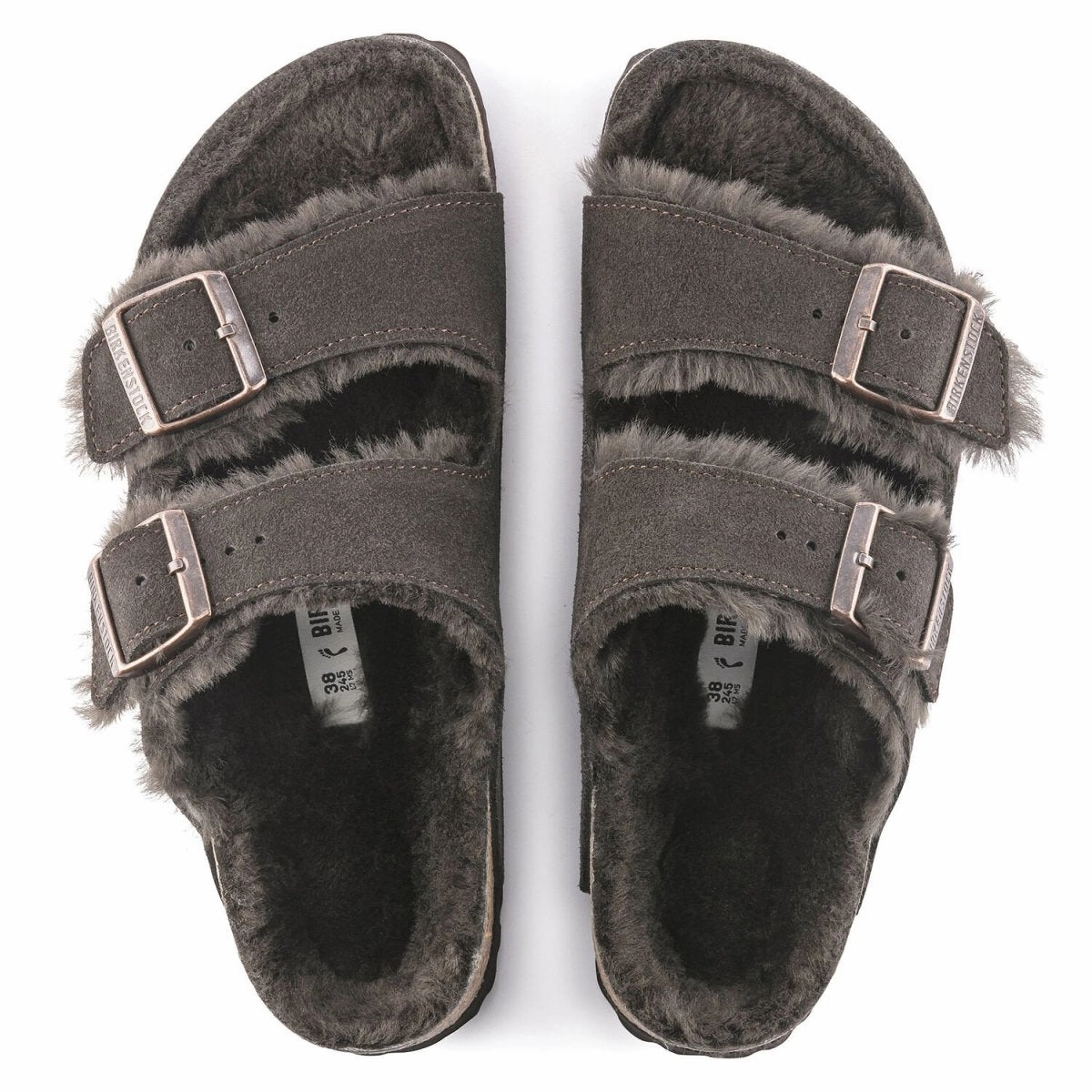 Birkenstock Women's Arizona Shearling Mocha Flexi Flats Shoes