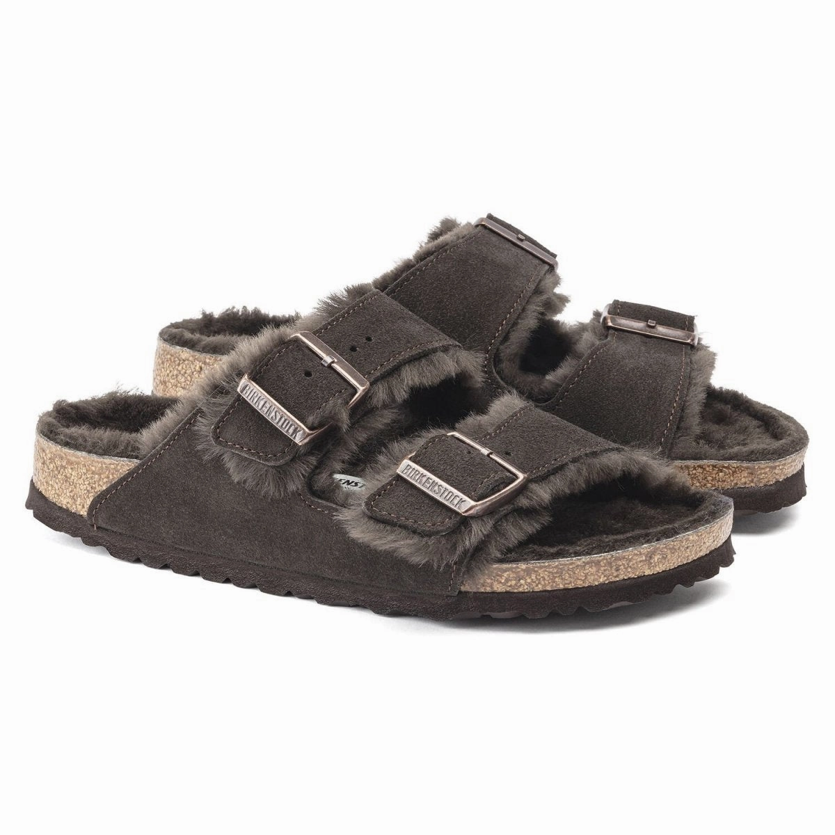 Birkenstock Women's Arizona Shearling Mocha Soft Star Shoes Ballet Flats