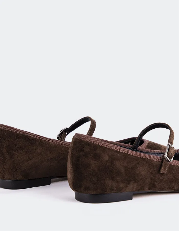 Casilina Brown Suede Padded Flat Shoes
