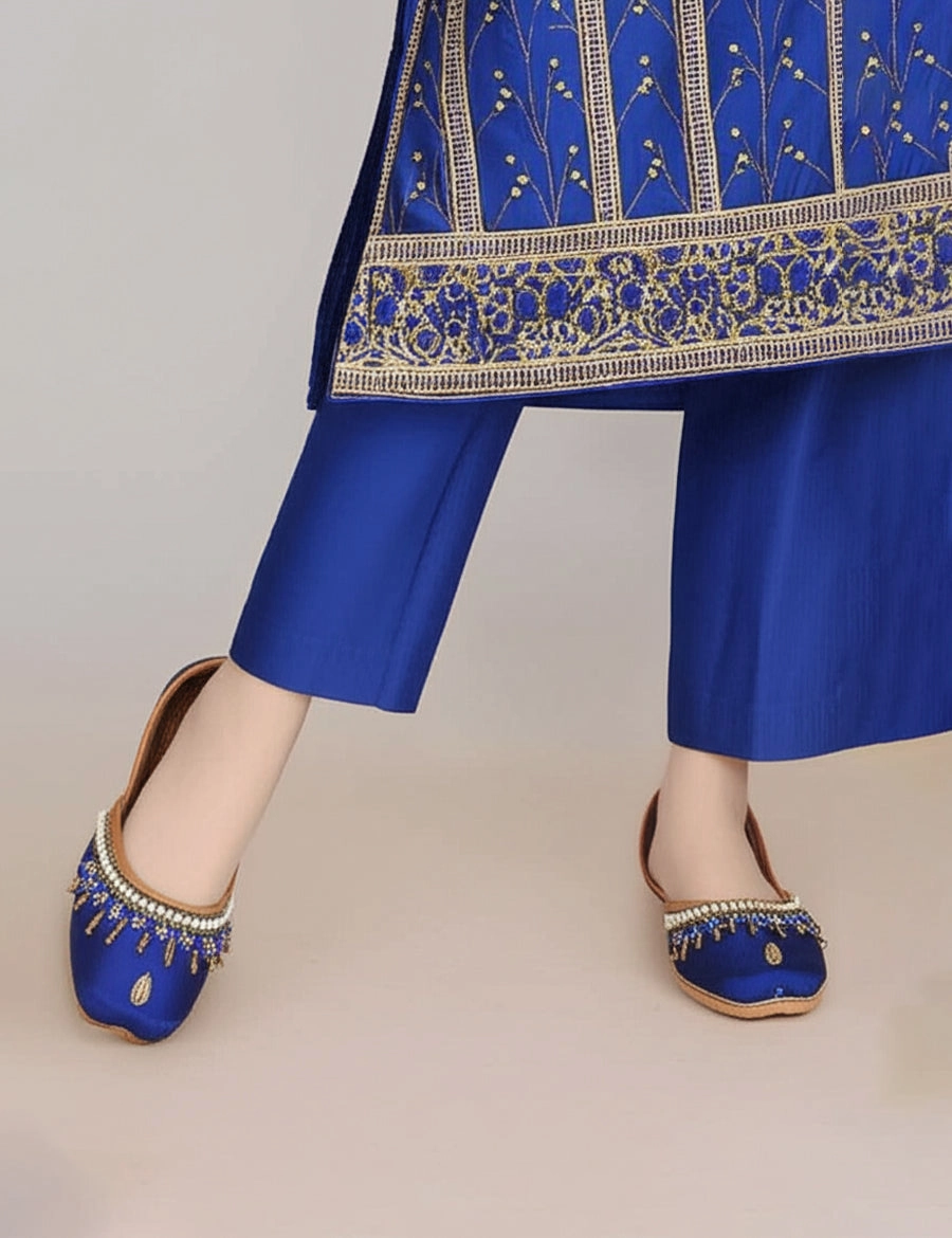 Blue Fancy Khussa Vintage Shoes
