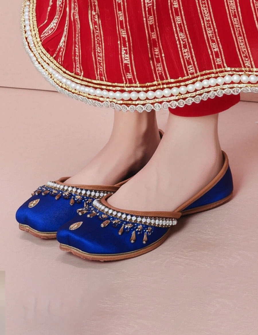 Blue Fancy Khussa Best Semi Casual Shoes