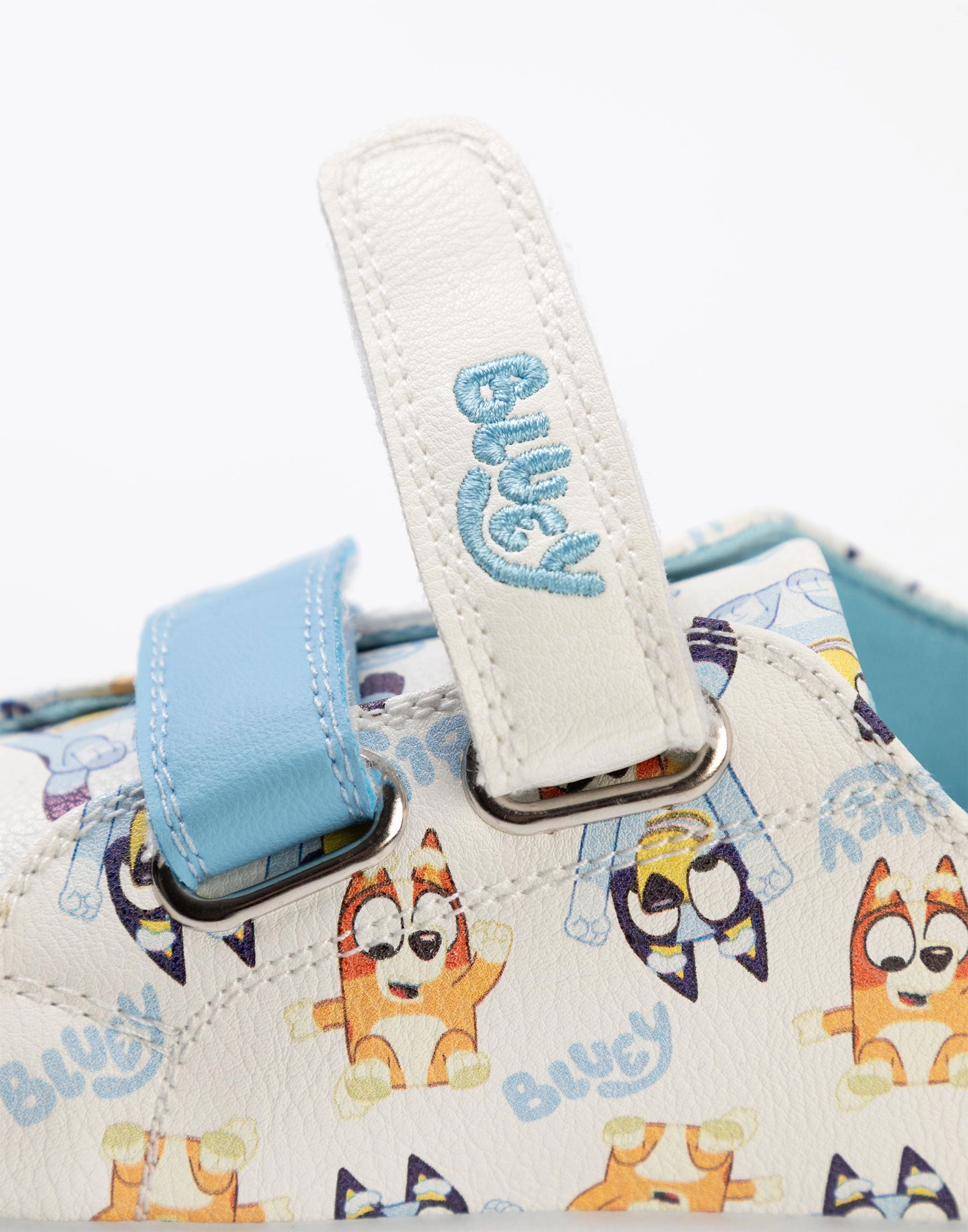 Racing Shoes For Flat Feet Bluey Multi Character Unisex Kids White Velcro Trainers