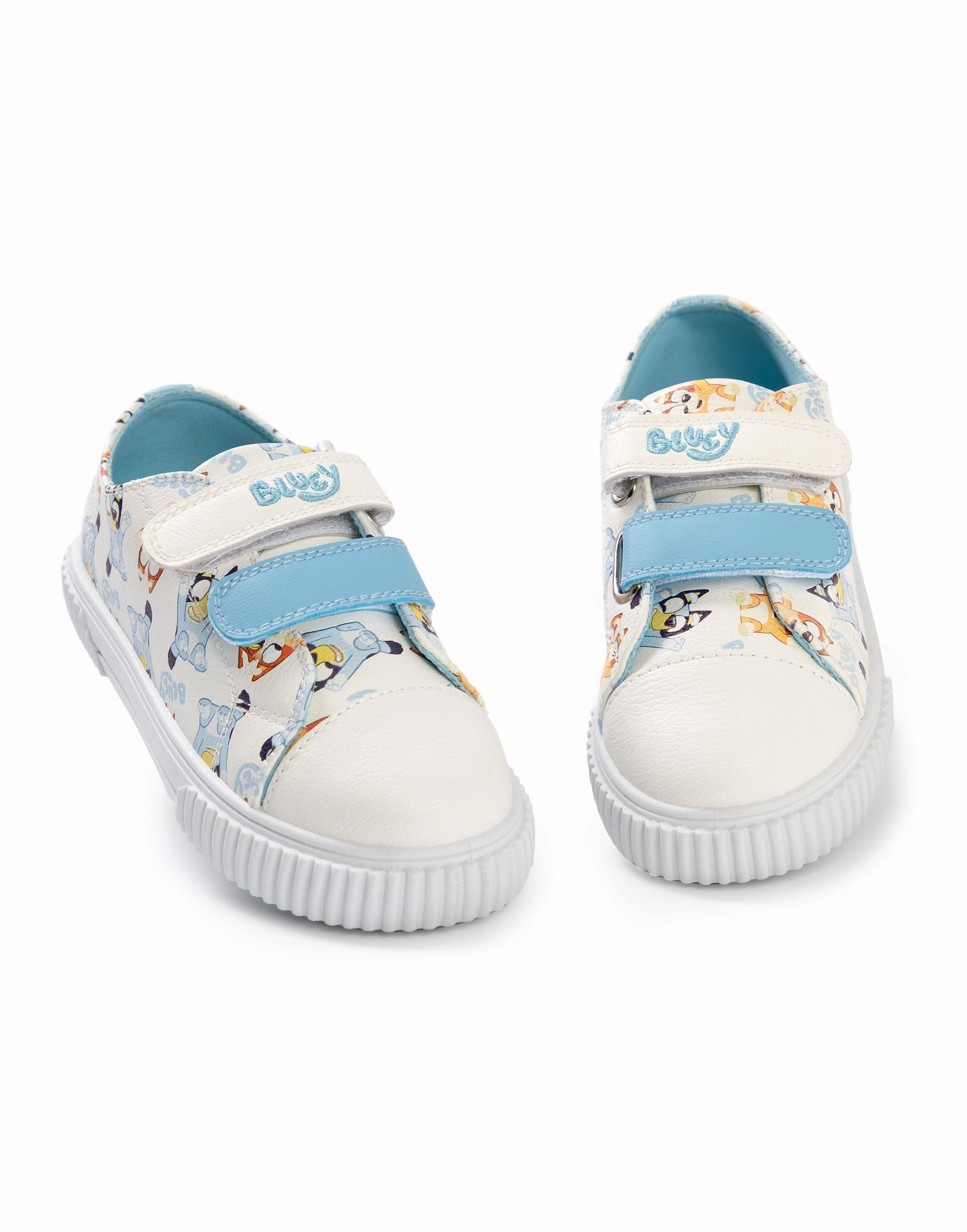Shoes Made For Flat Feet Bluey Multi Character Unisex Kids White Velcro Trainers