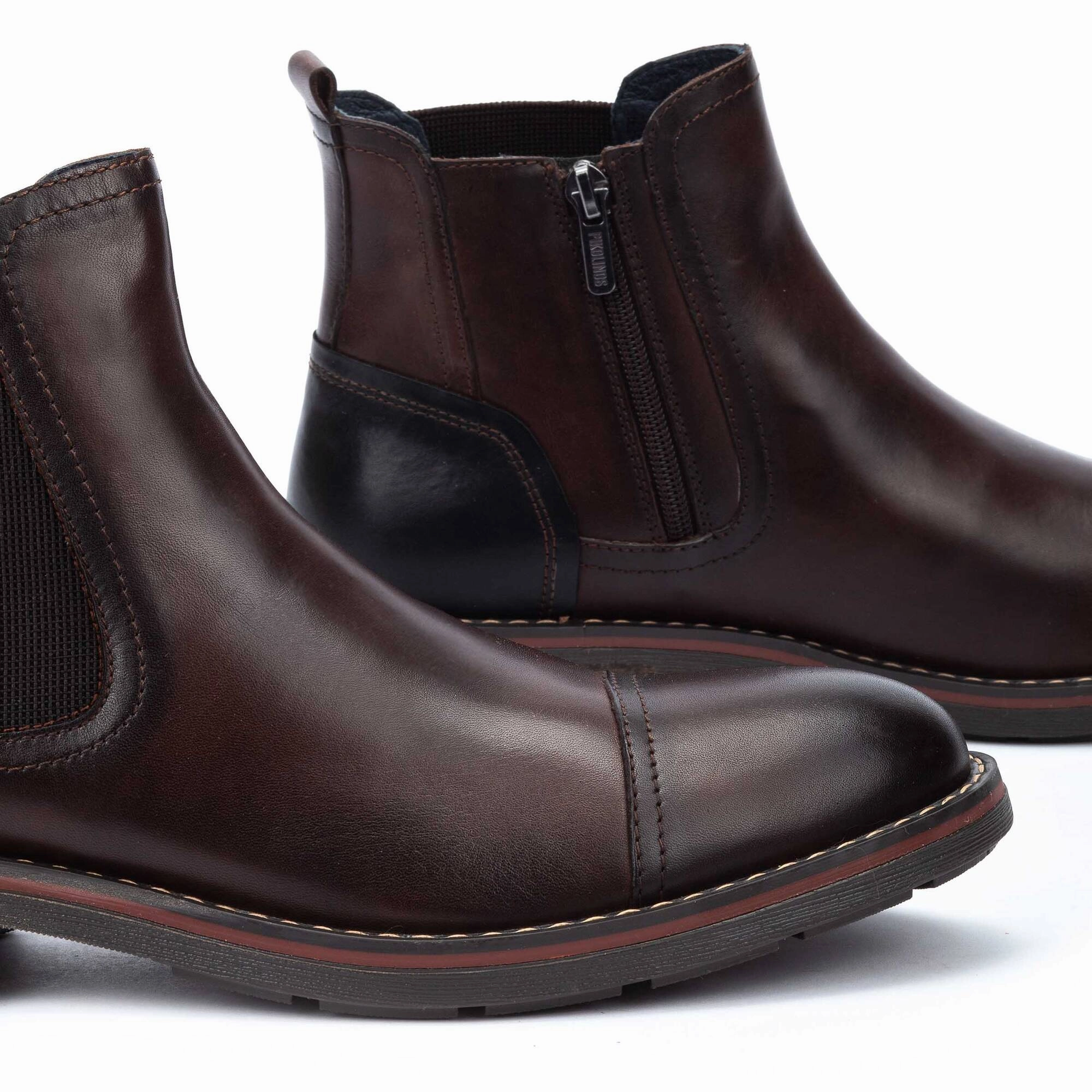 Pikolinos York M2M-8022C1 Mens Olmo Brown Leather Side Zip Ankle Boots Soccer Boots Indoor