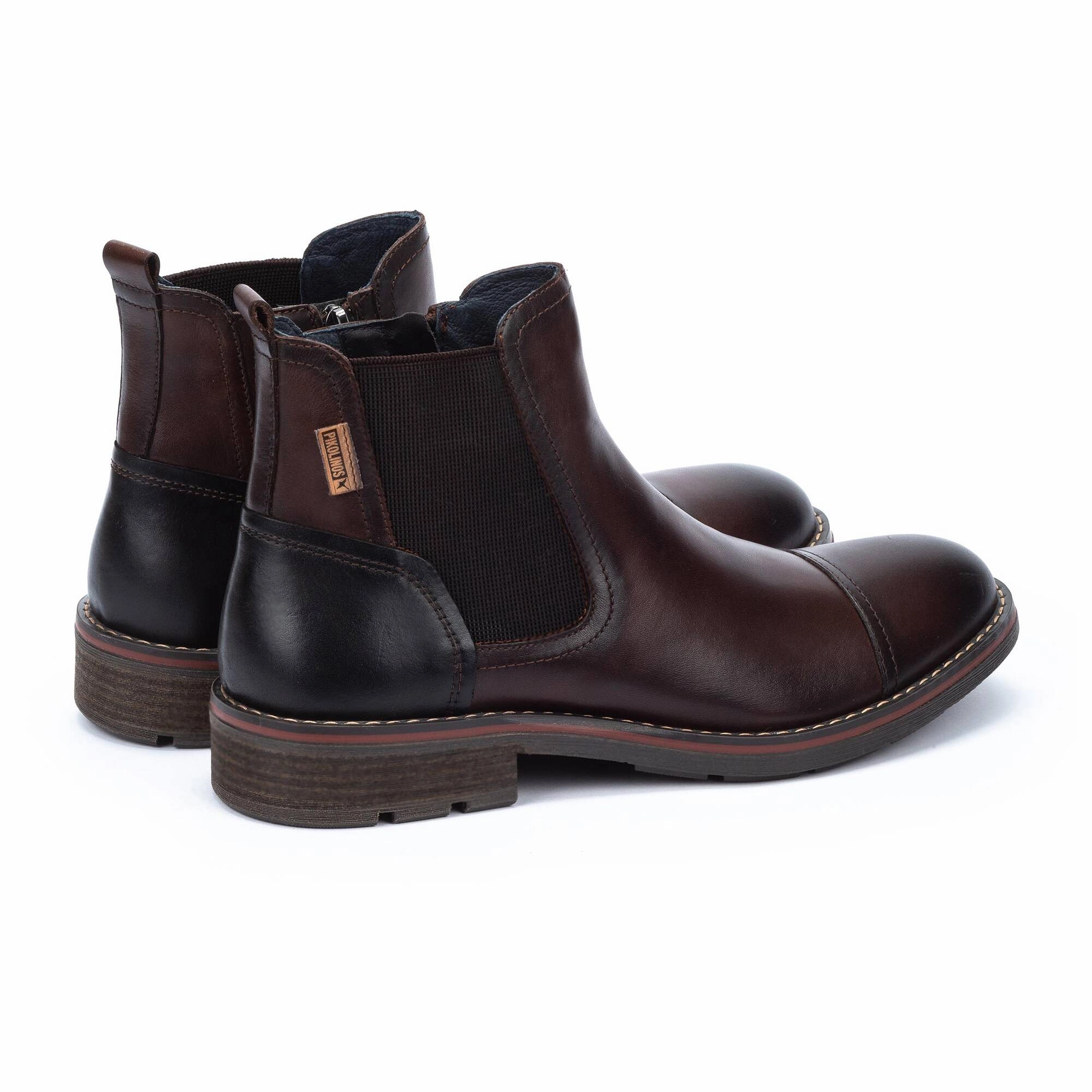 Pikolinos York M2M-8022C1 Mens Olmo Brown Leather Side Zip Ankle Boots Waterproof Dress Boots