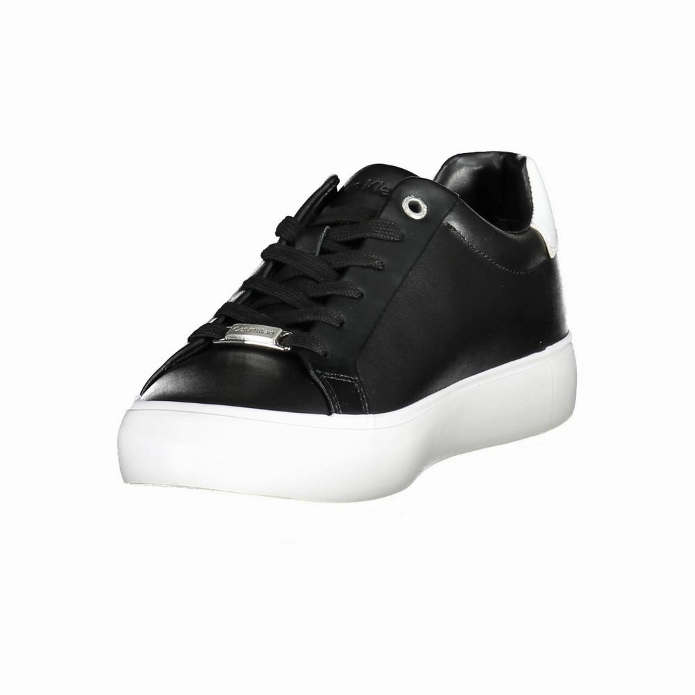 Calvin Klein Black Leather Women Sneaker Light Walking Sneakers
