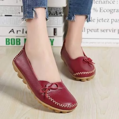 Women Casual Leather Comfy Flat Loafers Shoes For Flat Feet Runners