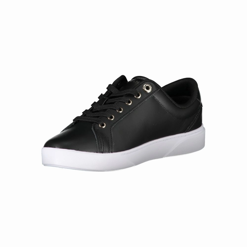 Tommy Hilfiger Black Leather Women Sneaker Baseball Sneakers