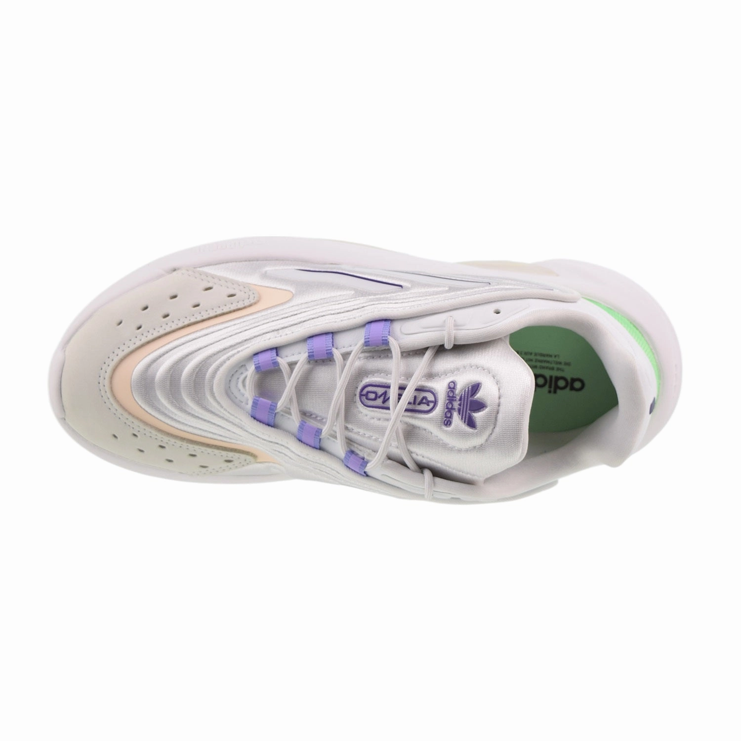 Adidas Ozelia Women's Shoes Cloud White-Dark Purple-Beam Green Race Walking Shoes Adidas