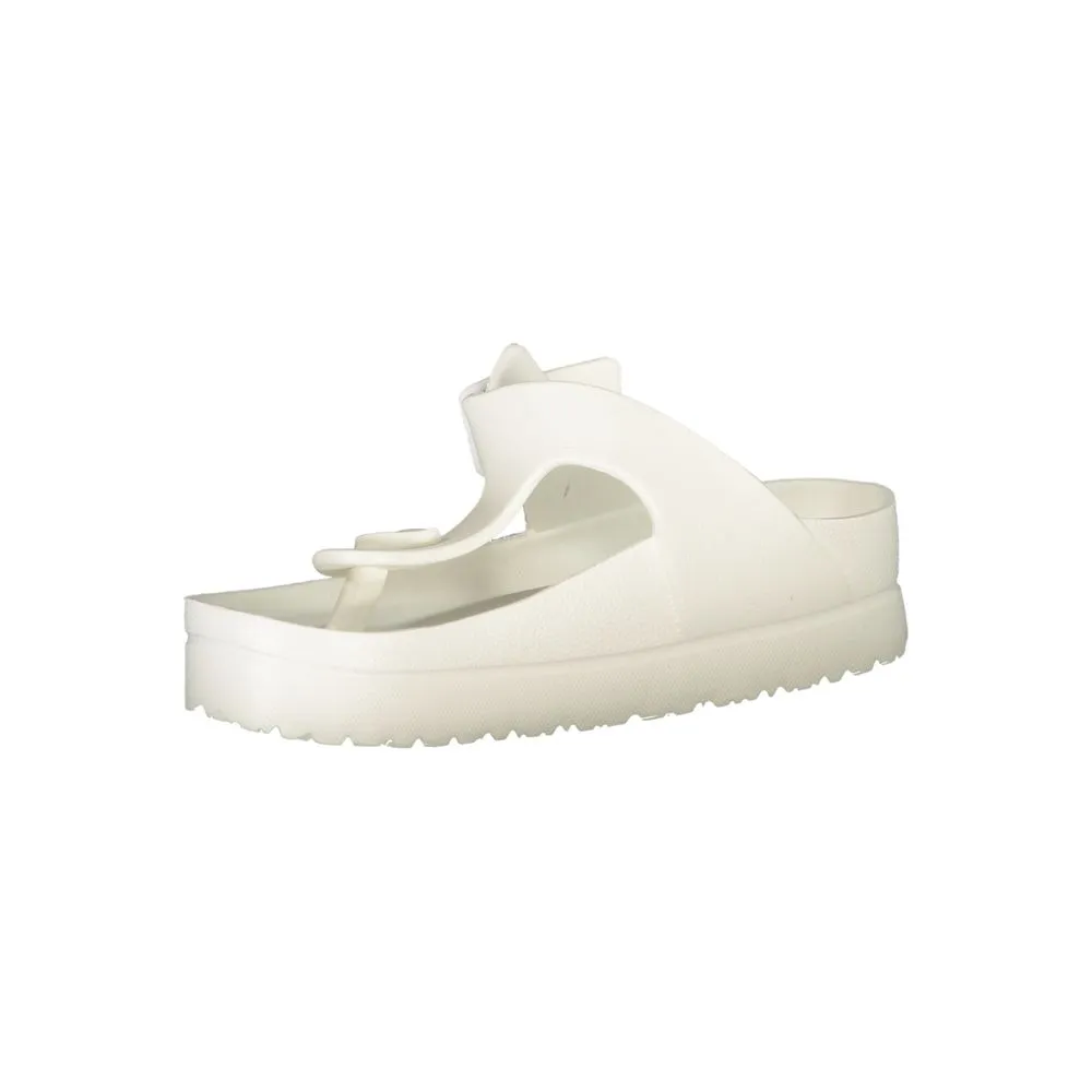 Carrera White Polyethylene Sandal Flat Feather Shoes