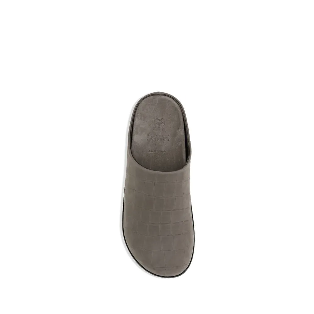 Brunello Cucinelli Gray Rubber Mules Uniqlo Flat Shoes