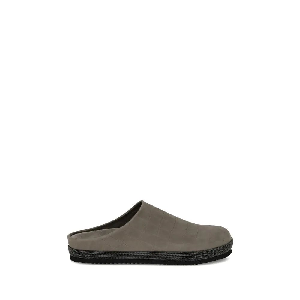 Brunello Cucinelli Gray Rubber Mules Best Flat Sole Shoes For Gym
