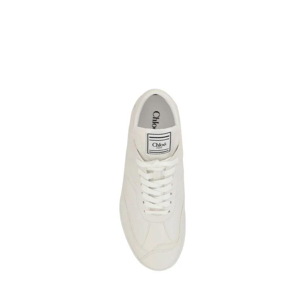 Chlo White Calf Leather Bos Taurus Low Top Sneakers Open Flat Shoes
