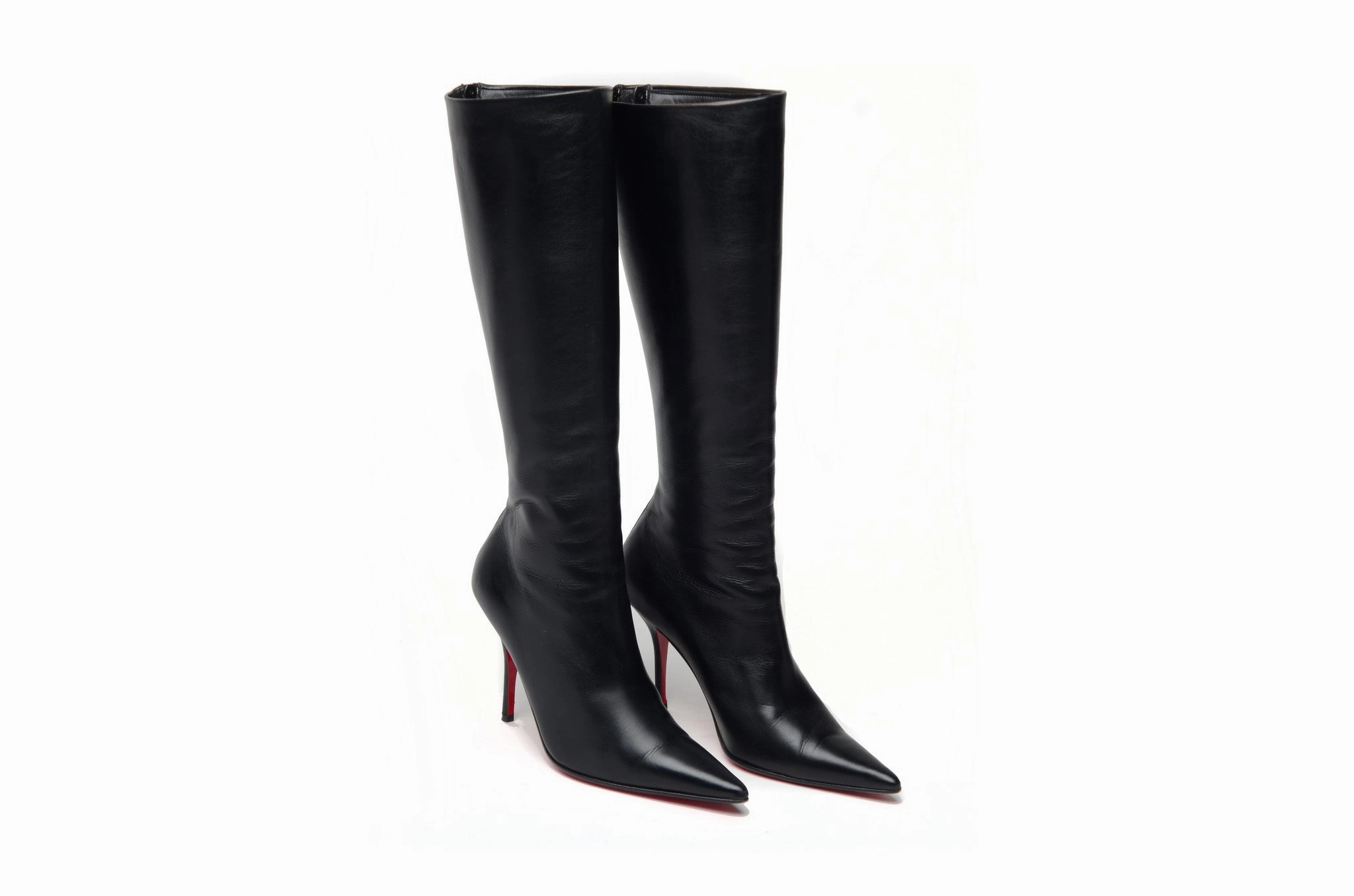 Christian Louboutin - Black Pointed Toe Knee High Boots - IT 38 1/2 Pixie Boots