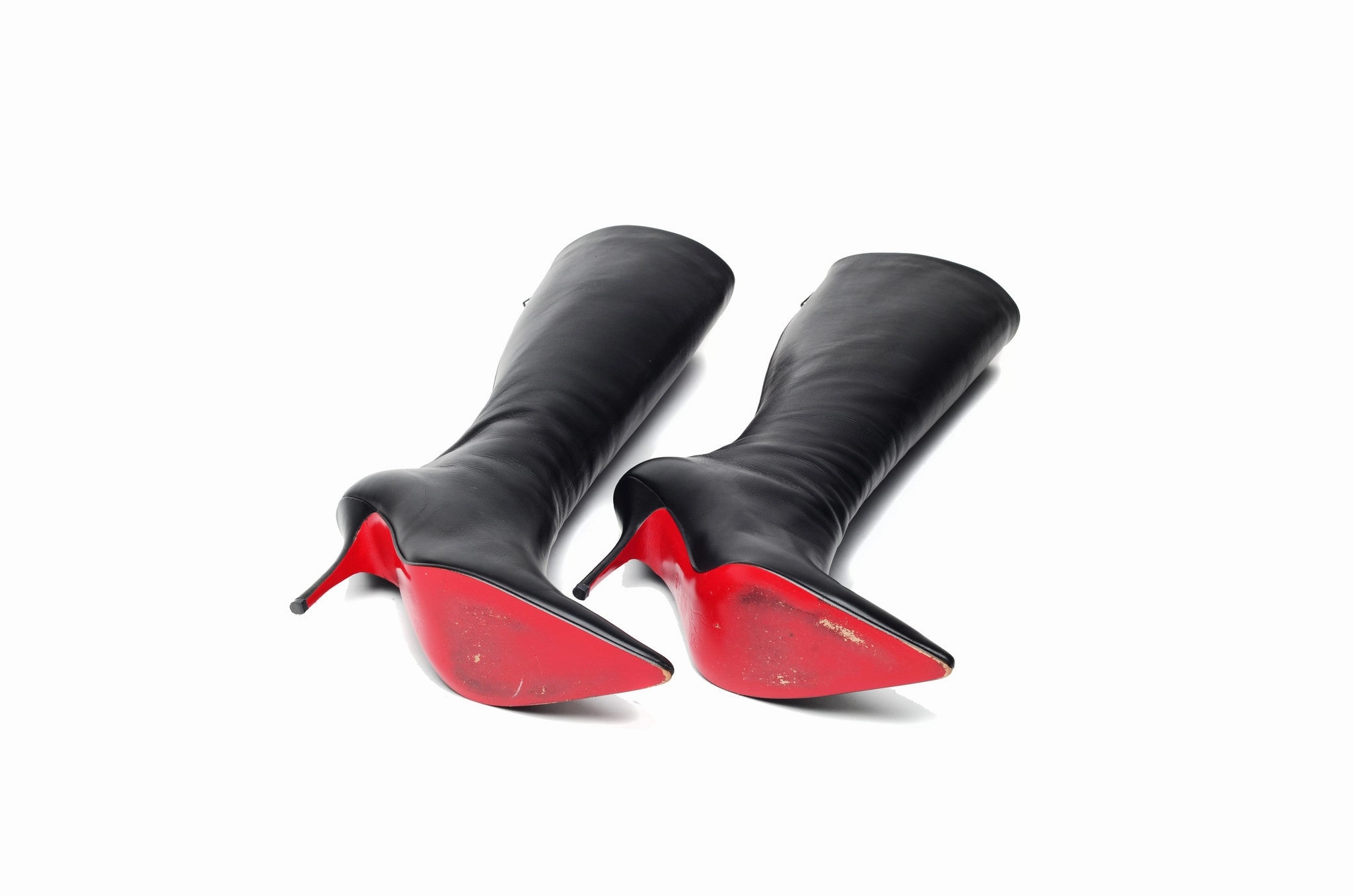 Irish Boots Christian Louboutin - Black Pointed Toe Knee High Boots - IT 38 1/2