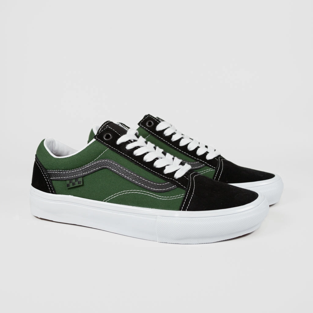 Wide Size Skate Shoes Vans - Skate Old Skool Shoes - Safari Black / Greenery