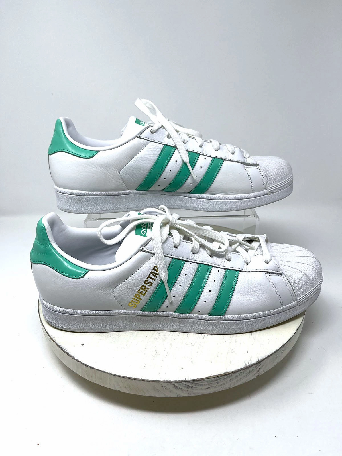 Adidas Size M 11.5 / W 12.5 White & Mint Green Stripe Sneakers Wales Bonner Adidas Shoes