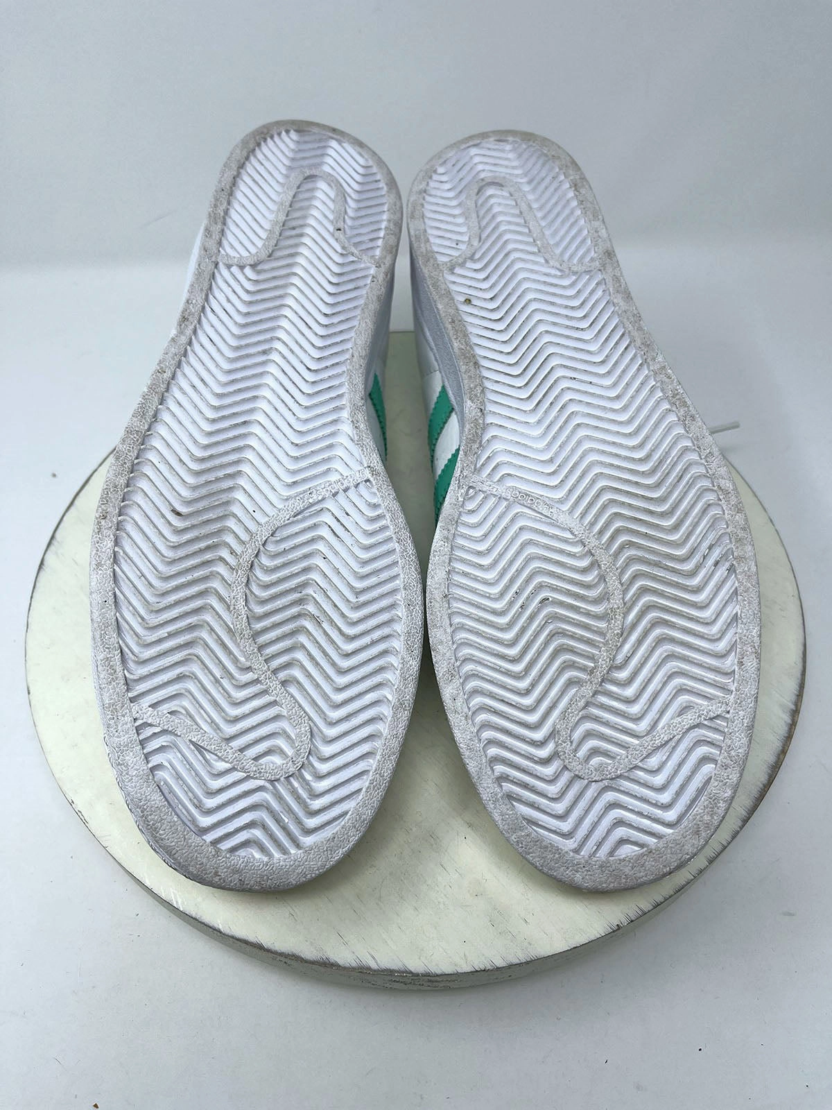 Adidas Running Shoe College Collection Adidas Size M 11.5 / W 12.5 White & Mint Green Stripe Sneakers