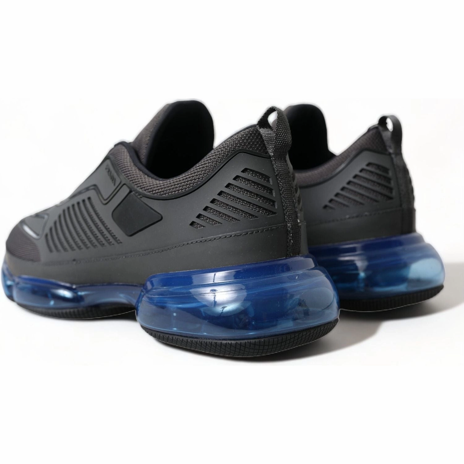 Prada Black Blue Rubber Knit Slip On Low Top Sneakers Shoes Best Badminton Shoes For Flat Feet