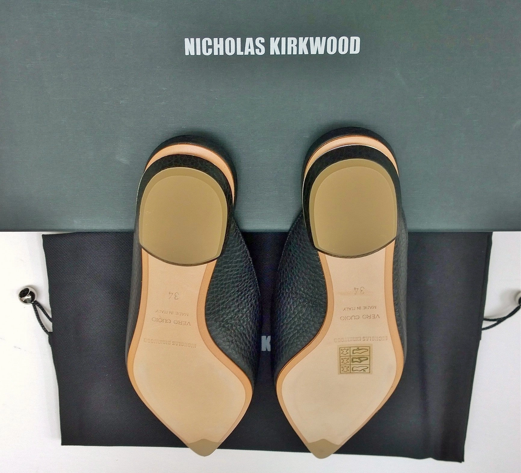 Nicholas Kirkwood Beya Black Leather Slipper Slides Flat Shoes High Flat Platform Shoes