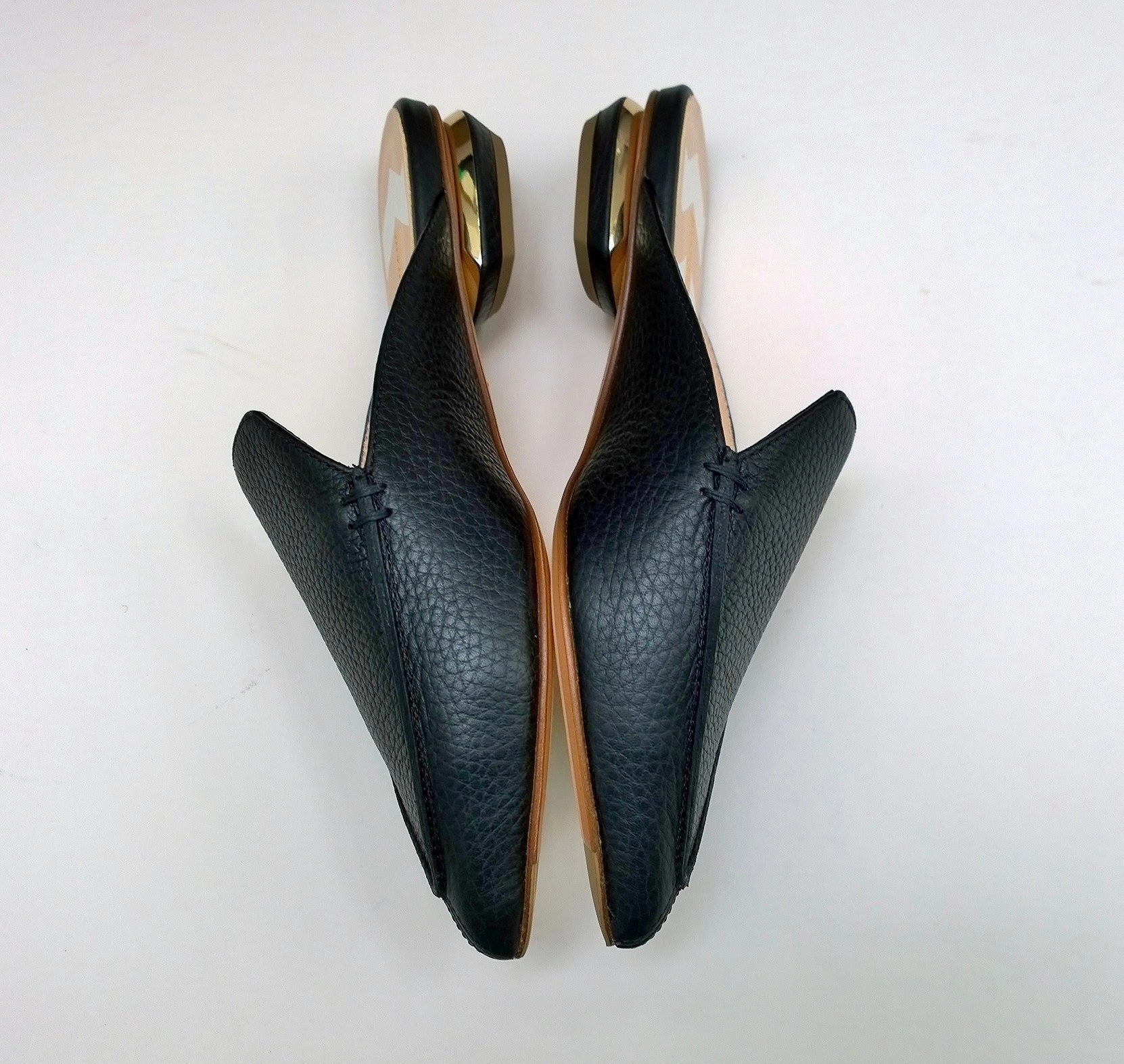 Pointed Shoes Flats Nicholas Kirkwood Beya Black Leather Slipper Slides Flat Shoes