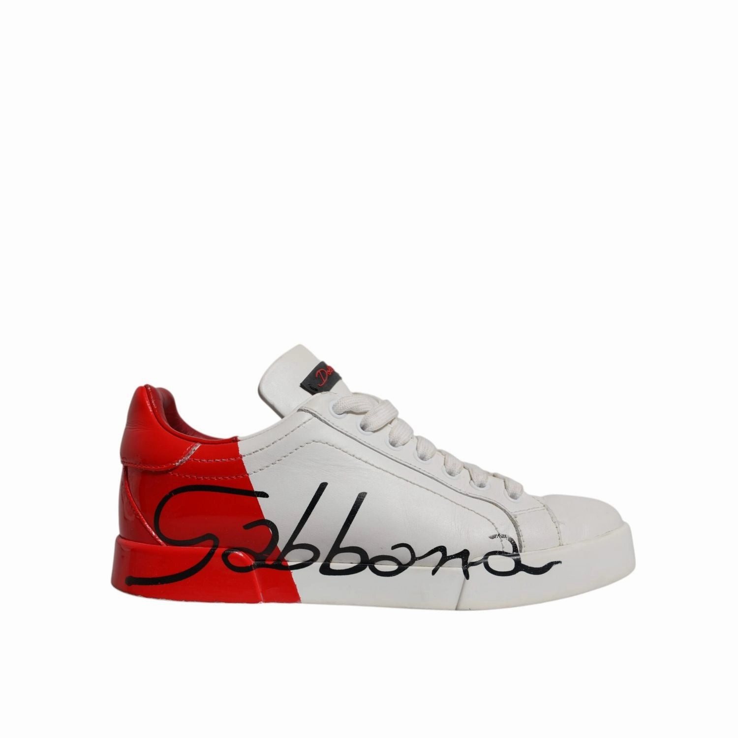 Sneakers In Washing Machine Dolce & Gabbana White Red Logo Portofino Sneakers Shoes