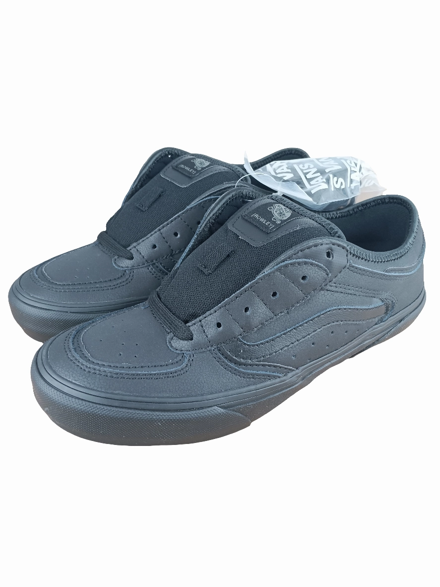 Tall Leather Boots With Low Heel Vans Rowley Geoff Rowley Black Black US Mens Size 7.5 Shoes