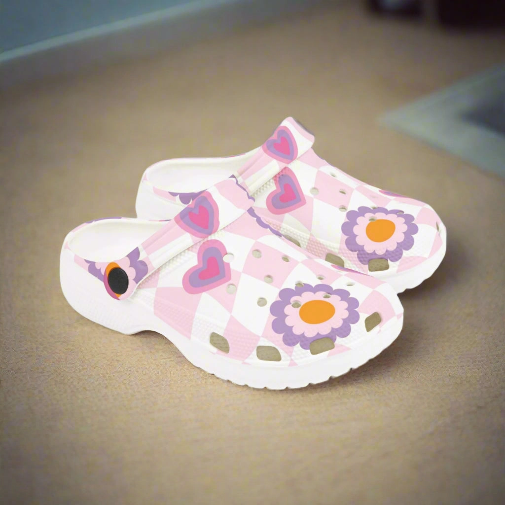 Colorful Kids' EVA Foam Clogs - Floral & Heart Design Mid Skate