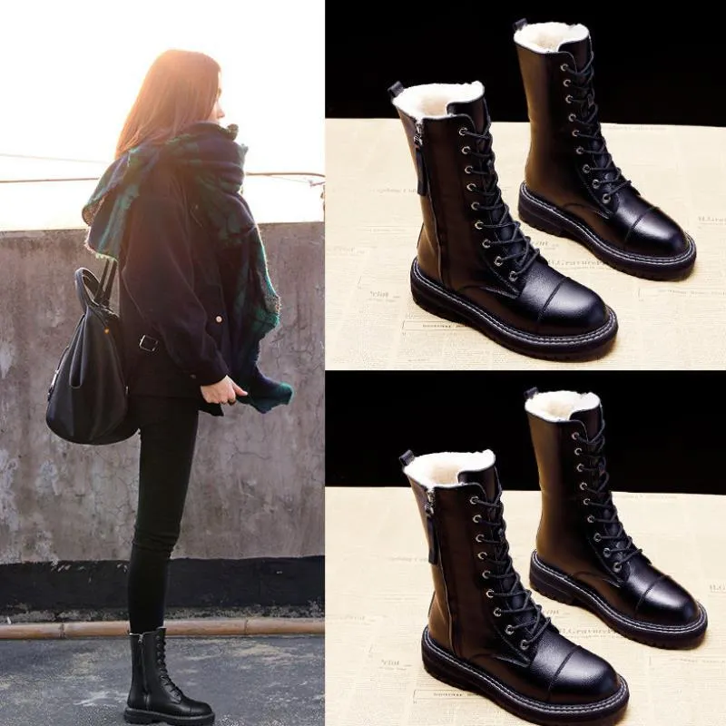 Ana Bade Women's Black Cotton Winter Boots Pom Pom Shoes Flats