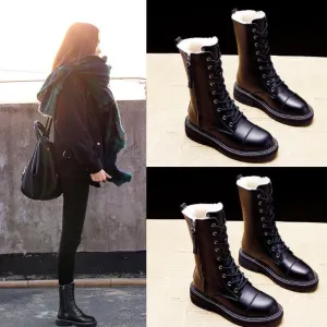 Ana Bade Women's Black Cotton Winter Boots Best Shoes For Road Bike