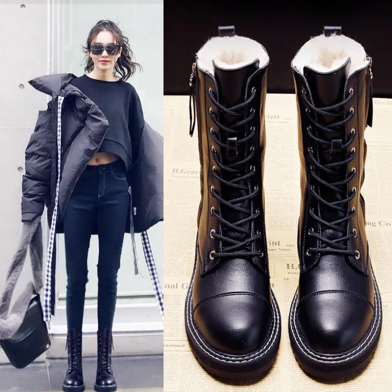 Flat Shoes Lifting Ana Bade Women's Black Cotton Winter Boots