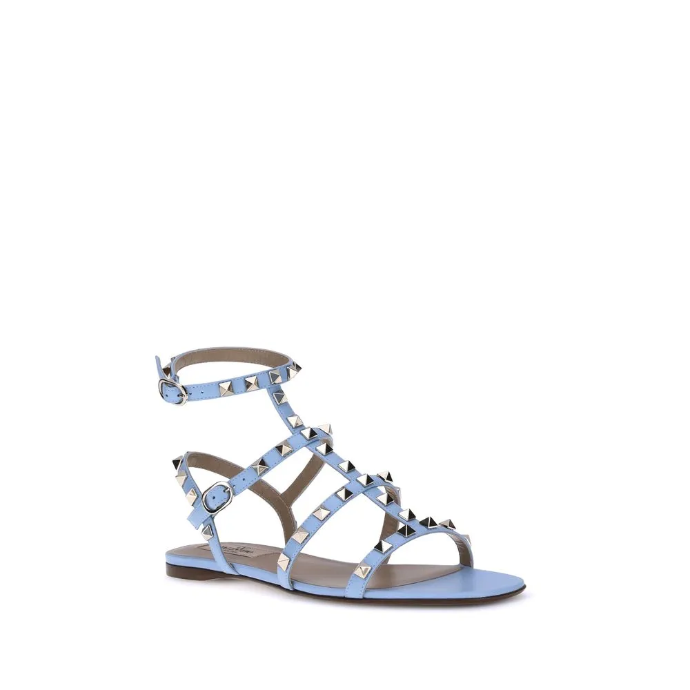 Bridal Shoes Flats Valentino Garavani Light Blue Calf Leather Bos Taurus Sandals