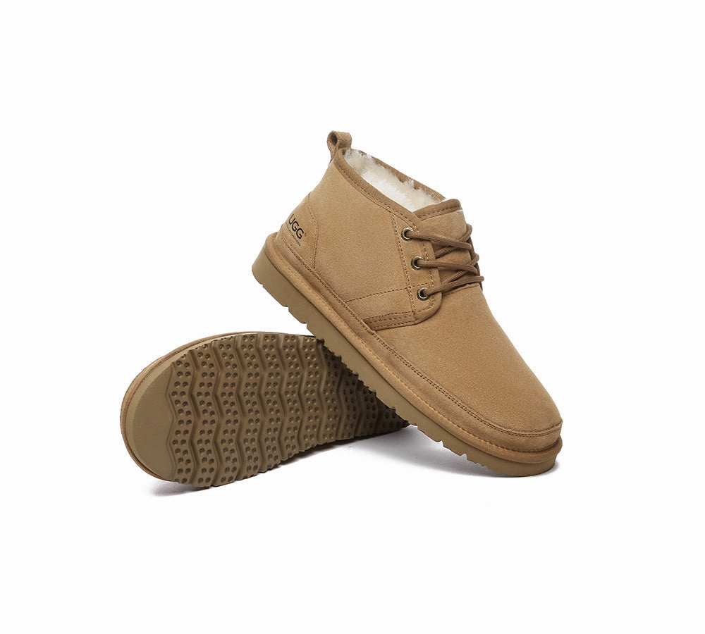 AUSTRALIAN SHEPHERD UGG Boots Men Sheepskin Wool Lace Up Ankle Casual Leonard Best Flat Soled Running Shoes